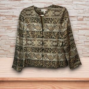 Adrianna Papell Animal Print Blouse - Brown and Black NWOT
